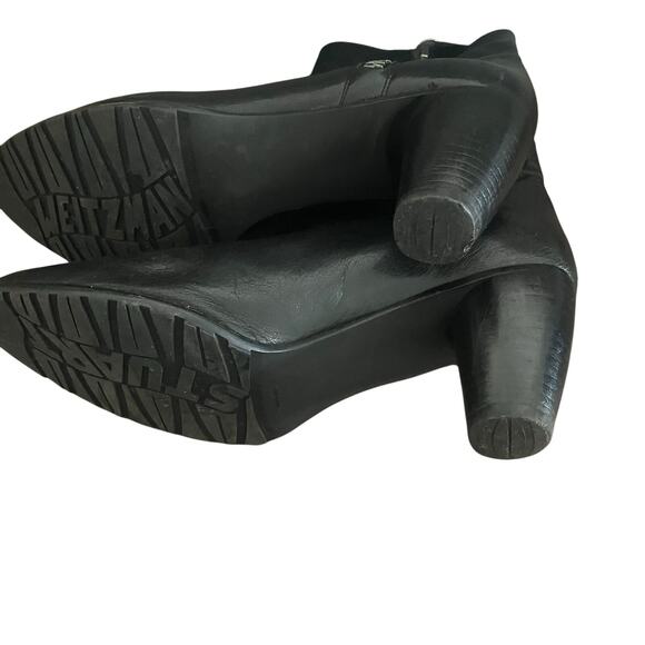 Vintage Stuart Weitzman Black Heel Leather Booties Size 9 - Picture 6 of 9